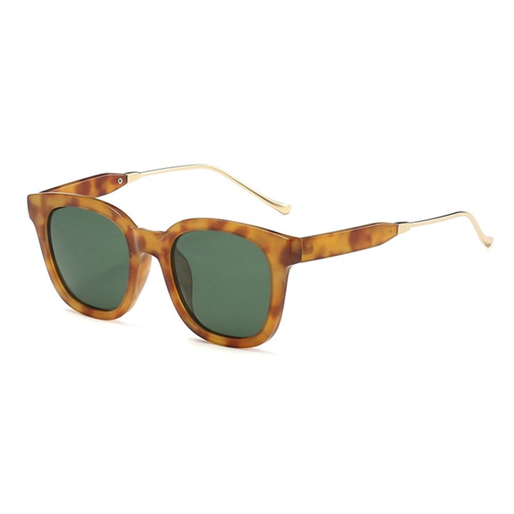 Ochelari de soare Sunglasses Polarised (2050) for Women with UV Protection, Metal and PC Green Leopard Verde, Camuflaj