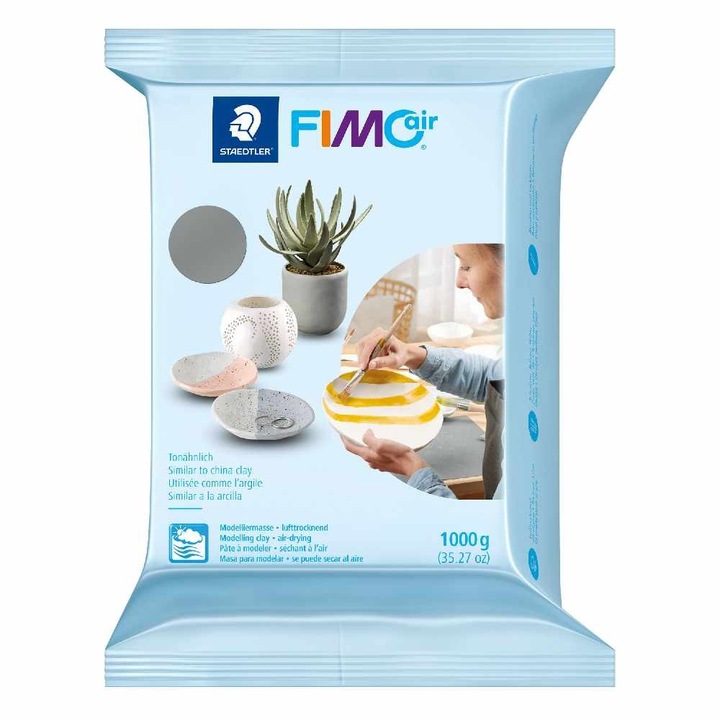 Lut de modelaj cu uscare la aer FIMOair 1000g Gri