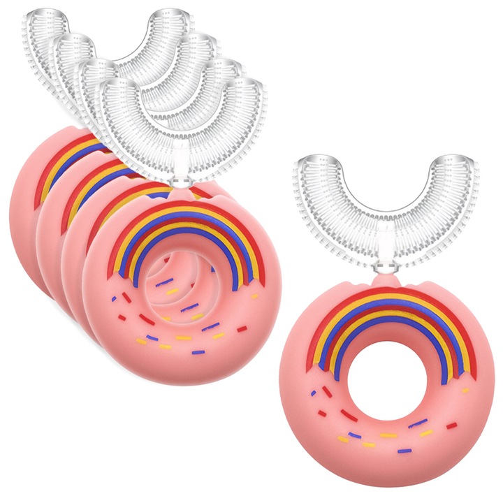 5 db-os fogkefe szett Naimeed D1000, rózsaszín, kör alakú U-alakú, 2-6 éves gyermekek számára