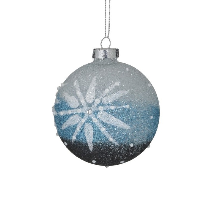 Set 6 globuri din sticla blue/alb Φ8