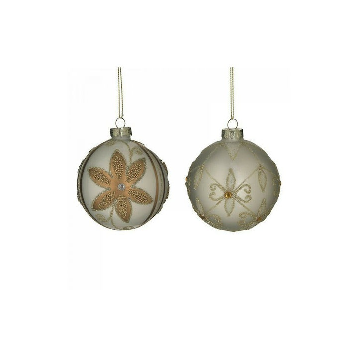 Set 6 globuri din sticla 2 designs silver/golden Φ8X8