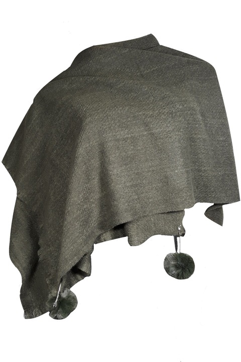 Дамски шал плътен изчистен тъмно зелен