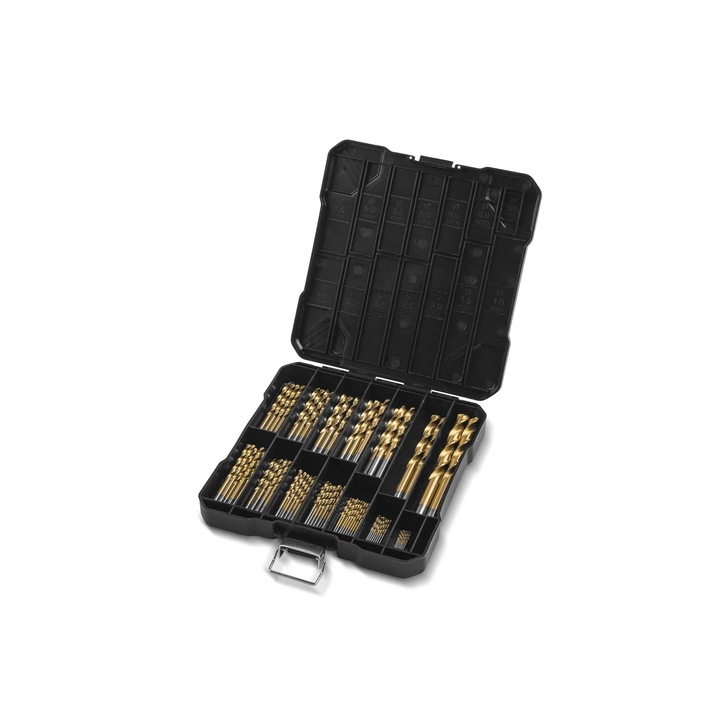 Set burghie Parkside HSS PBS 107 A1, 107 bucati pentru metal, lemn, plastic acoperite cu nitrura de titan