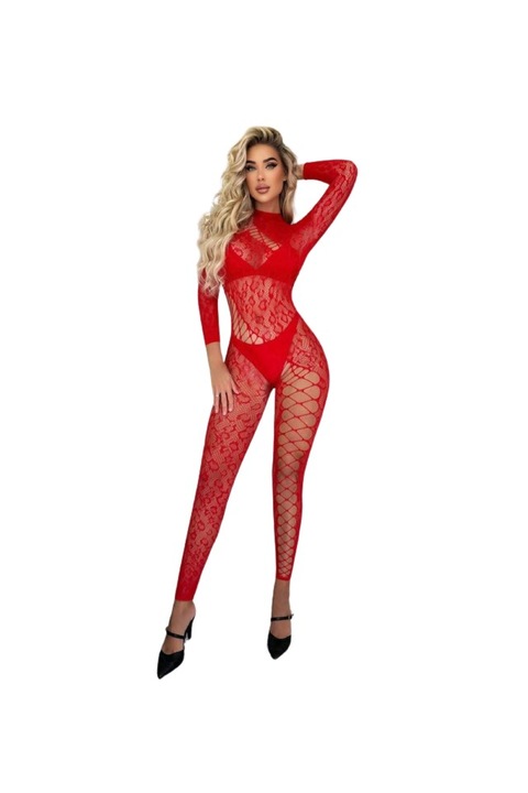 Lenjerie dama sexy, din plasa, marime universala, rosu