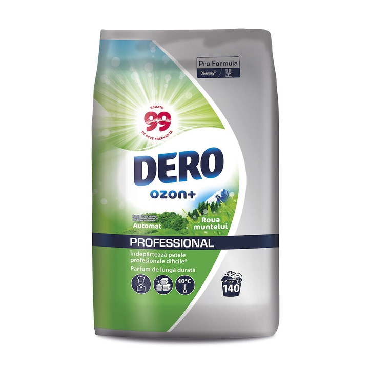 Detergent de rufe pudra Dero Ozon+ Roua Muntelui, 10.5 kg, 140 spalari