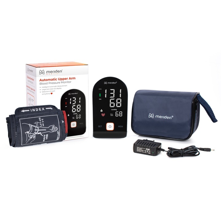 Digitális kar vérnyomásmérő, Meriden, Xlive3, fekete