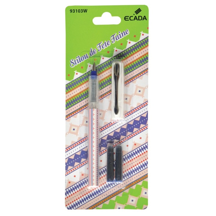 Stilou pe blister Ecada Fete Faine, penita iridium tip F, corp plastic