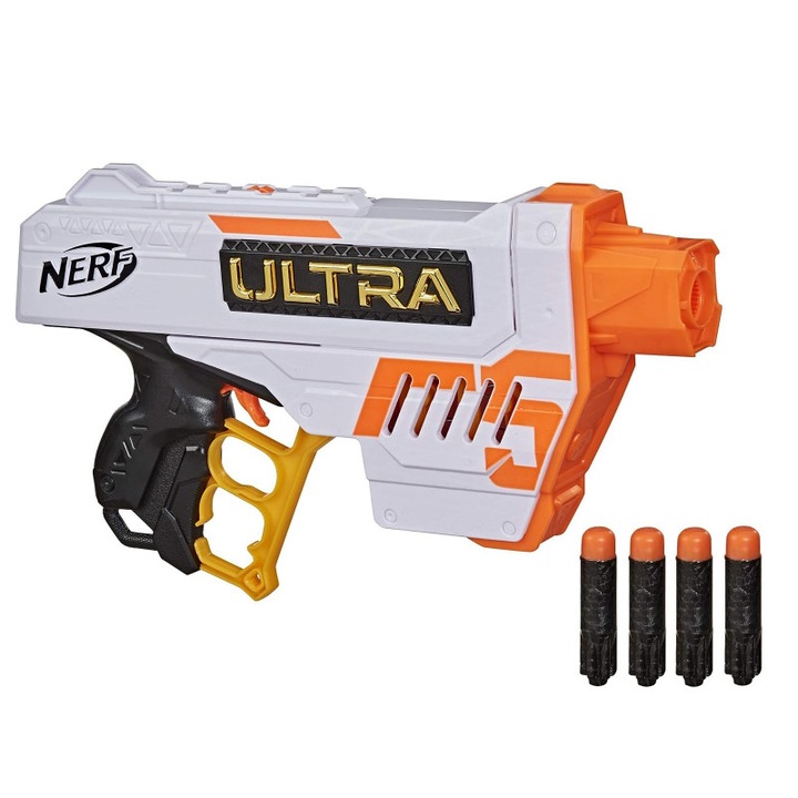 Бластер Nerf PN00048384 Ultra Five, 4 стрели, Бял/оранжев