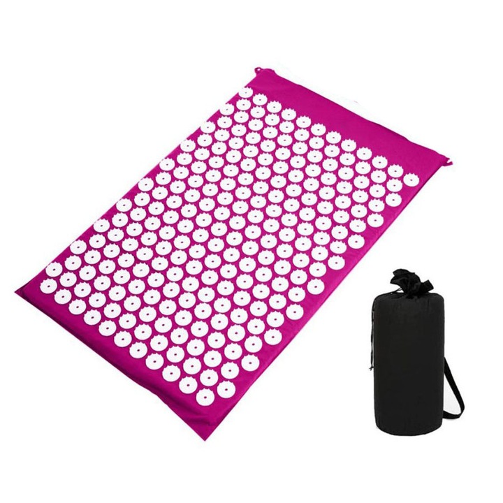 Covoras de masaj pentru presopunctura, MAXIMA, 60x38x2 cm, Roz