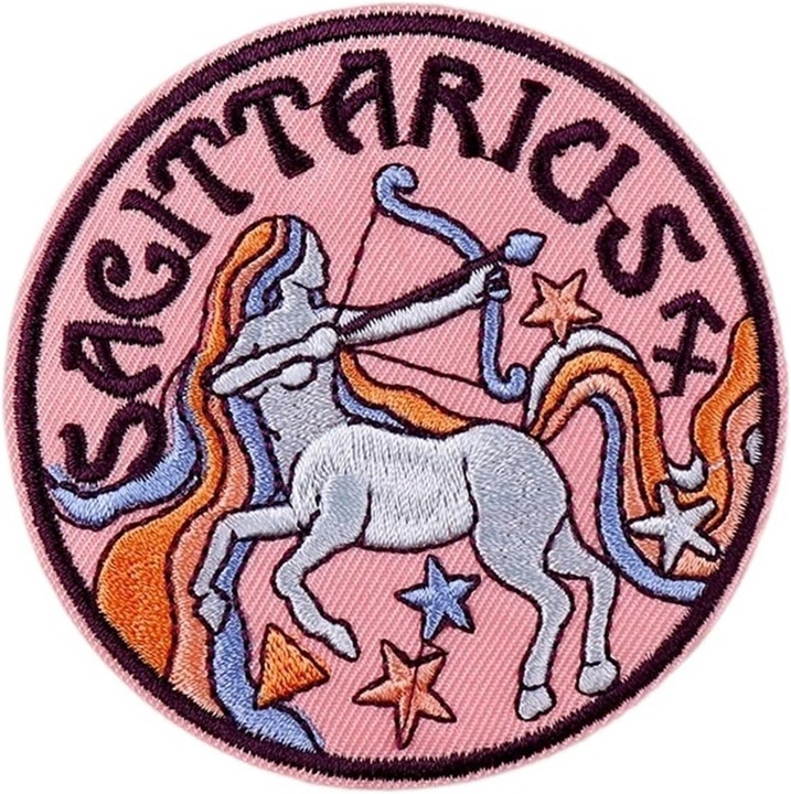 Petic textil brodat zodie Segatator, Zodiac Sagittarius 8 cm