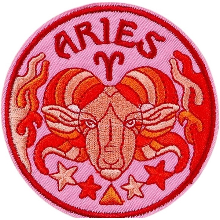 Petic textil brodat zodie Berbec, Zodiac Aries 8 cm