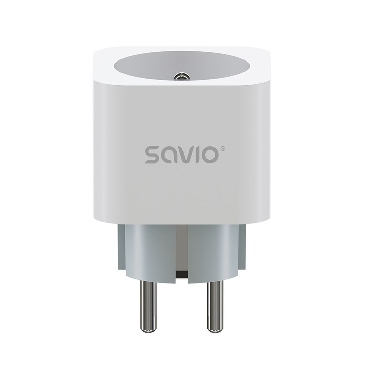 Смарт контакт Savio, Wi-Fi, мониторинг на консумацията на енергия, съвместим с Android / iOS, бял