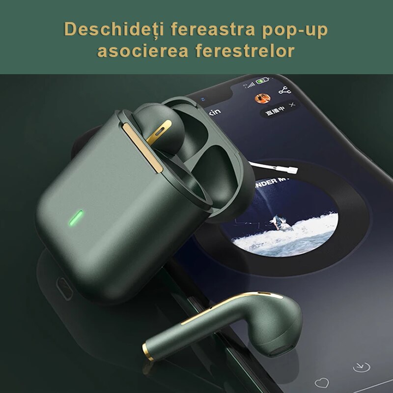Casti in ear, Wireless, Touch, Sport, Bluetooth 5.0, Stereo, Verde ...