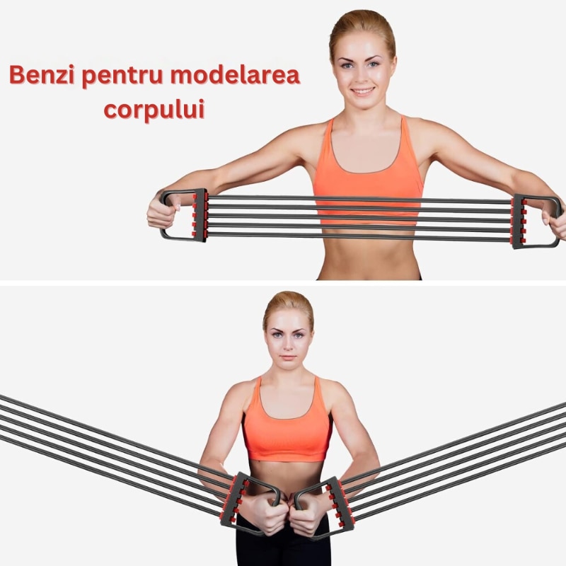 Extensor Fitness Velixo Cu Corzi Elastice Si Manere Reglabil Kg Din Cauciuc Pentru