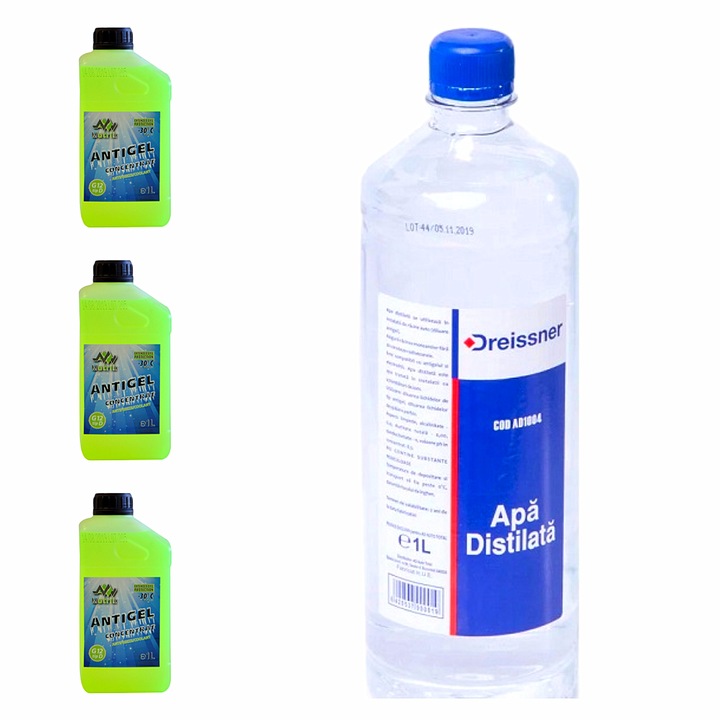Csomag 3L A Motrik D típusú fagyálló zöld változata + 1L desztillált víz