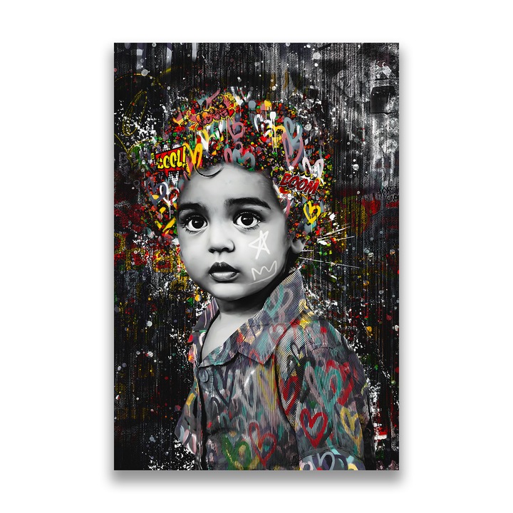 Първокласна картина на платно, LuxCanva® A1137, бебешки цвят, 40 X 60 CM, 100% памучно платно 400g/m2, дървена рамка, дете, цвят на косата, бебешки готин, живи цветове