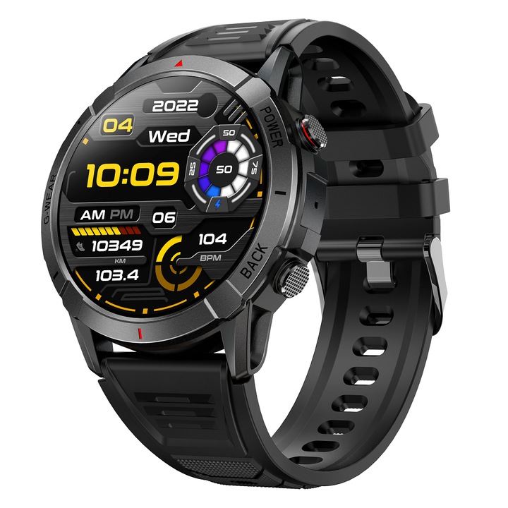 Ceas Smartwatch NUBI NX10, Puls, Calorii, Bluetooth, Amoled afisa, Negru