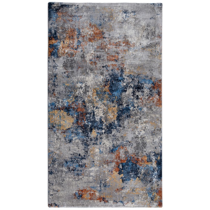 Covor Camera de Zi Dormitor, MD, Modern, Subtiat, Stil Industrial, Poliester, Fire Lucioase, Antialergenic, Compatibil Incalzire Pardoseala, Grosime 15mm, 80x150 cm, Multicolor