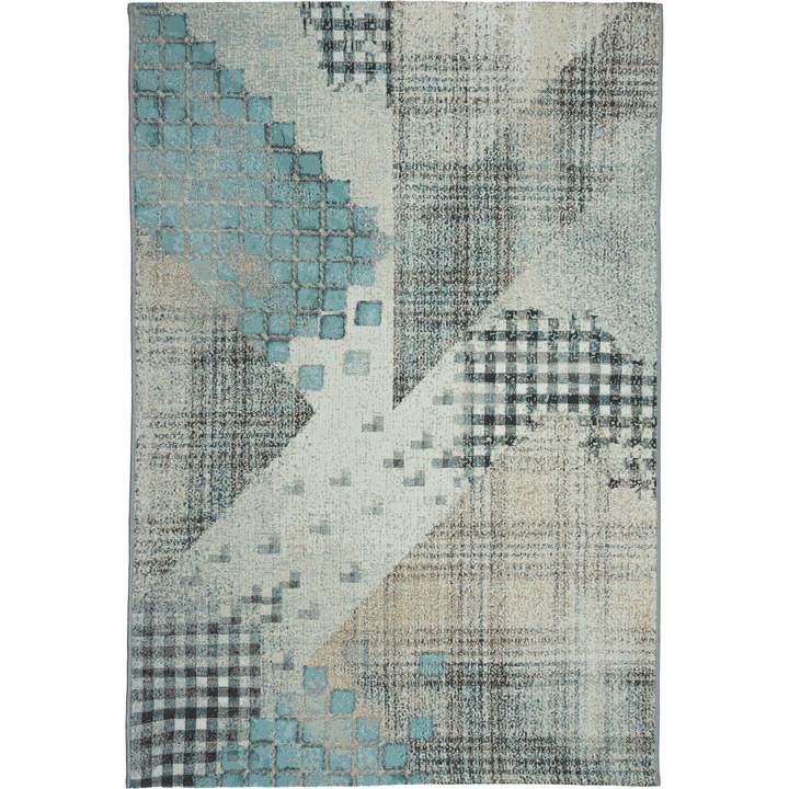 Covor Exterior, e-floor, Dara, 160 x 220 cm, Turcoaz, Dreptunghi, Rezistent La Apa, Rezistent La Pete, Tesatura Plata, Ideal Pentru Balcon Si Terasa, Durabil, Finisaj De Calitate, Se Va Potrivi Tuturor, Design Modern, Polipropilen, Poliester