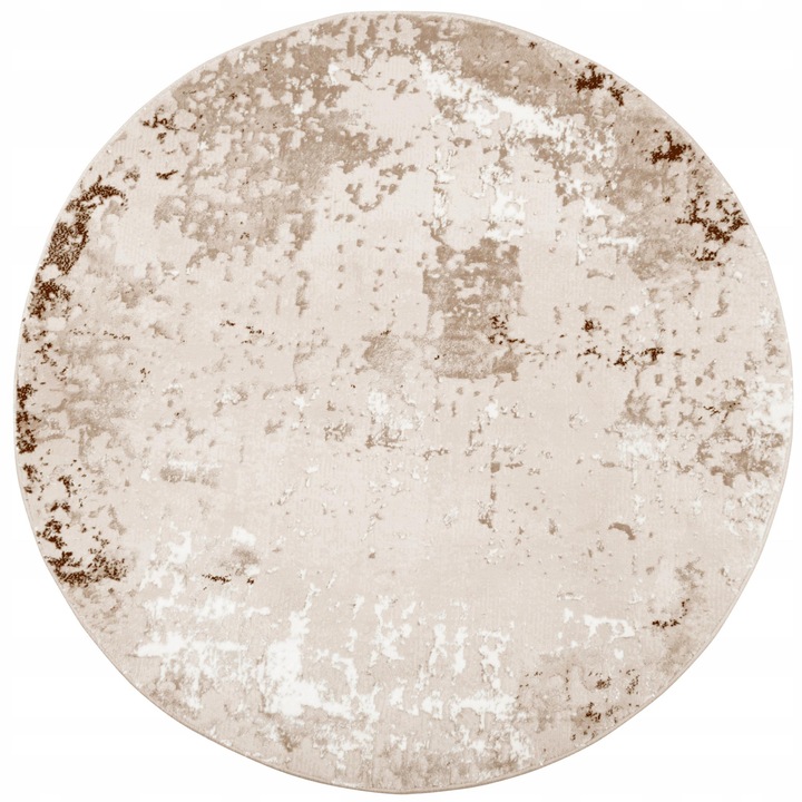 Covor, e-floor, Studio, Rotund, poliester, 120 cm, Bej/Auriu