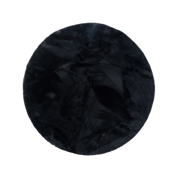 Covor, e-floor, Loren, 80 x 80 cm, Negru, Rotund, Modern, Antiderapant, Moale, Pentru Living, Dormitor, Camera De Zi, Certificat Oeko-Tex, Posibilitate De Spalare La Masina, Durabil, Finisaj De Calitate, Compatibil Cu Incalzirea Prin Pardoseala, Poliester