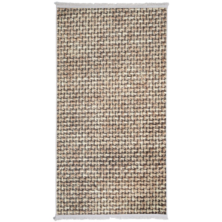 Csúszásgátló szőnyeg rojtokkal Isa, MD, gyapjú, 50 x 100 cm, bézs