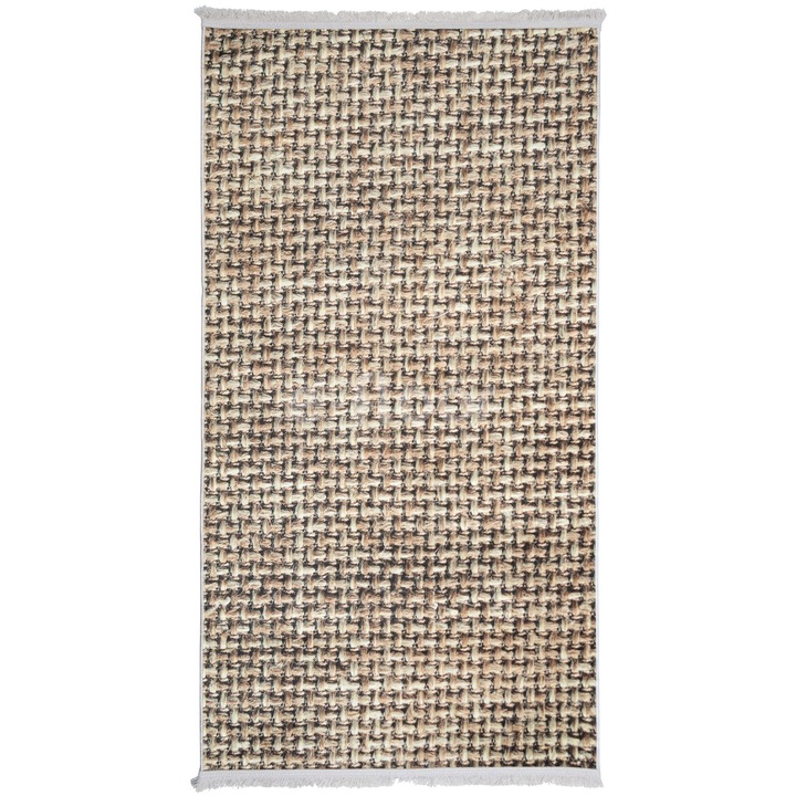 Csúszásgátló szőnyeg rojtokkal Isa, MD, gyapjú, 80 x 150 cm, bézs