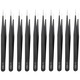 Set 10 pensete ESD-11, otel inoxidabil, Argintiu/Negru