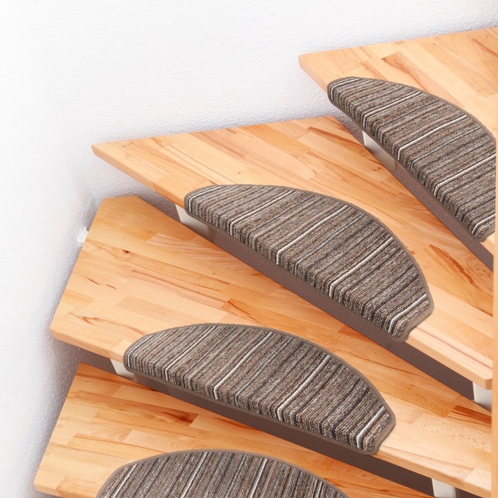 Covor pentru trepte scara, e-floor, Color, semirotund, Polipropilena, 28x67 cm, Maro