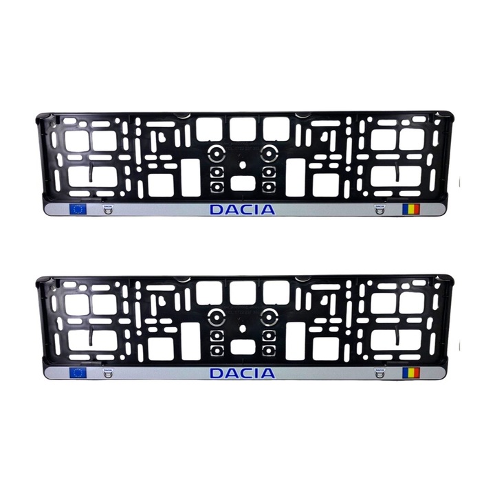 Set 2 x Suport numar inmatriculare slim AutoSSF ®, pentru DACIA, dimensiune standard, potrivire perfecta, plastic flexibil