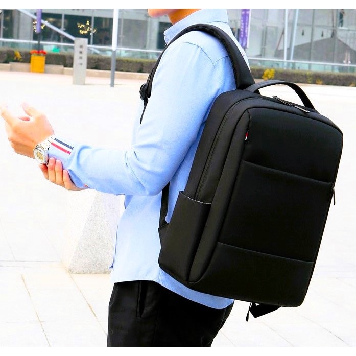 Rucsac computer 15.6 inci 72DESI, pentru afaceri si agrement, 42x31x16 cm, maxim 35 litri, panza Oxford rezistenta la apa si agatare, port incarcare USB, fermoar bidirectional, curea umar respirabila, curea atasare troler, negru