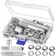 Set de capse metalice QttvbTna, argintiu, 10mm, 100 bucati, cutie de depozitare