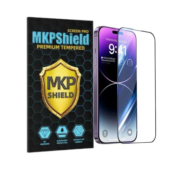Folie Protectie Sticla securizata Mkpshield, compatibila iPhone 15 Pro, Full Glue, Ultra HD, Margini Negre