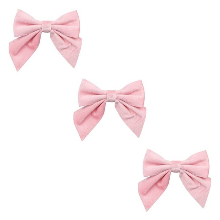 Set 3 Fundite Decorative de Craciun Shopiens®, Roz Catifelate, 10 cm