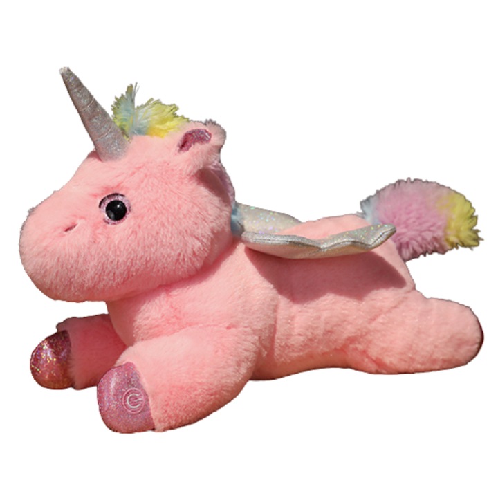 Unicorn de plus cu lumini LED IntelliToys, Jucarie moale, Stralucitor 38 CM, Roz