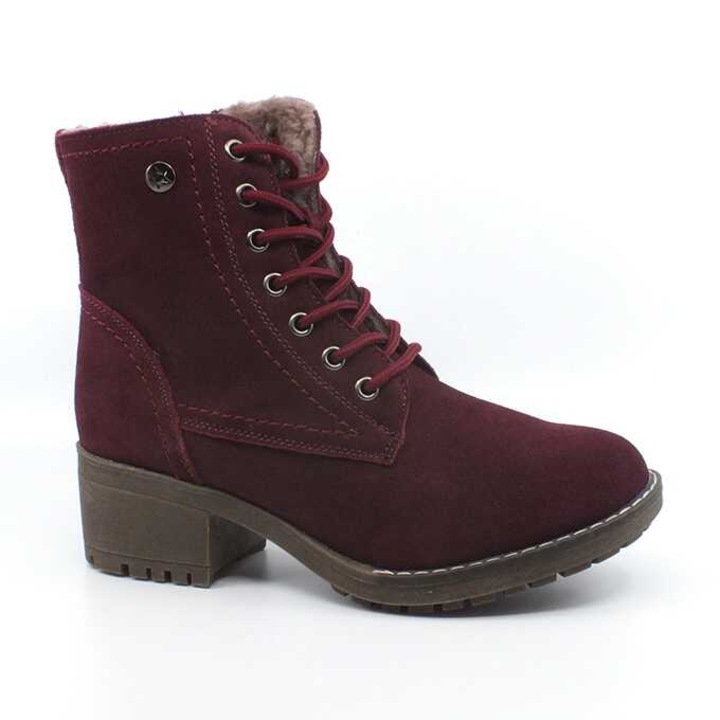 Ghete dama, din piele, Confort, Bordeaux, 39 EU