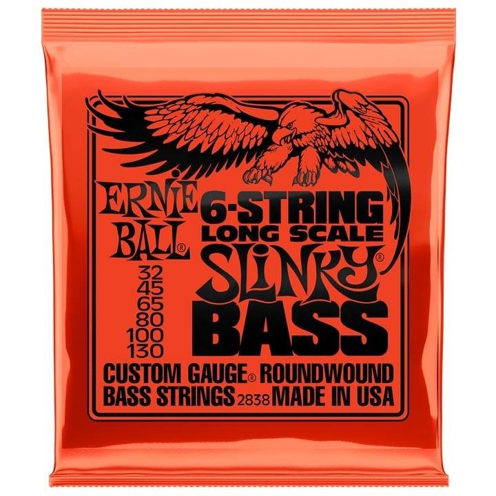 Комплект 6 струни за електрическа бас китара 749699128380 Ernie Ball 2838 Nickel Wound Long Scale Slinky 032-130