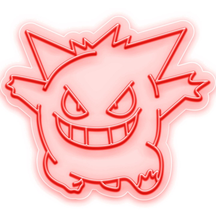 Semn Luminos LED Neon Gengar cu Telecomanda, Rosu, 90x105x0.8cm