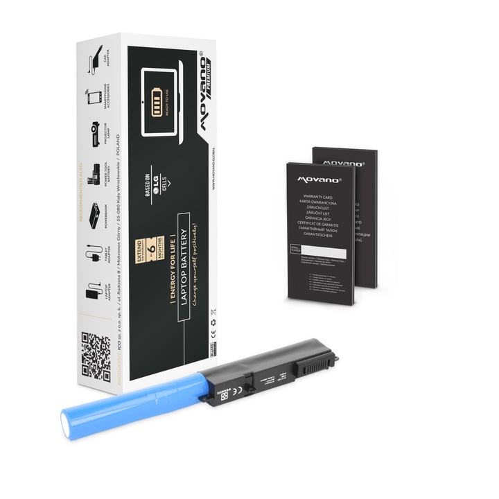 Movano Premium laptop akkumulátor, 2600 mAh, 11,25 V, 3 Li-ion cella, Asus A540, F540, X540