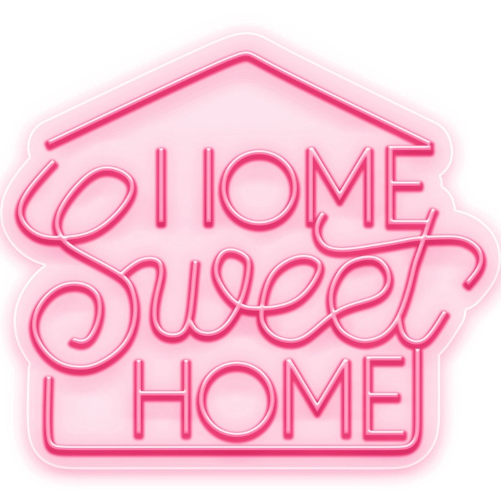 Semn Luminos LED Neon Home Sweet Home, Rosu deschis, 120x140x0.8cm