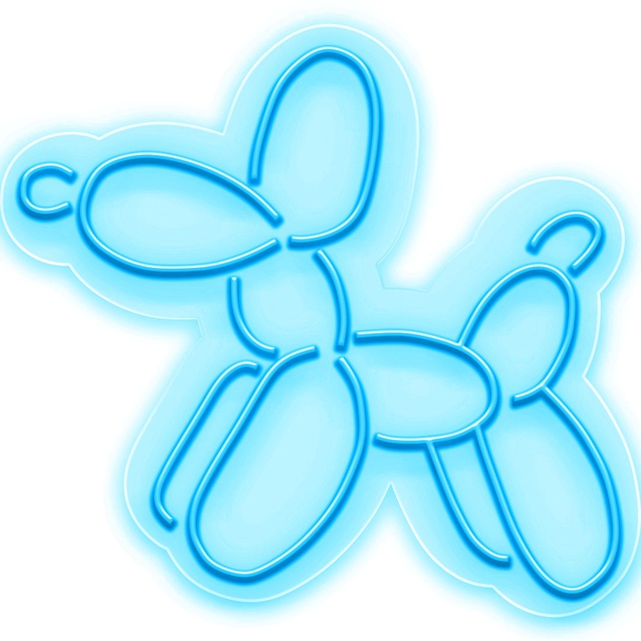 Semn Luminos LED Neon Balloon Dog, Cyan, 100x108x0.8cm
