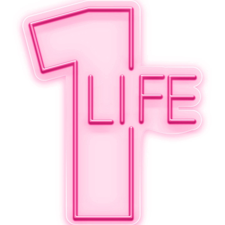 Semn Luminos LED Neon One Life, Magenta, 125x100x0.8cm