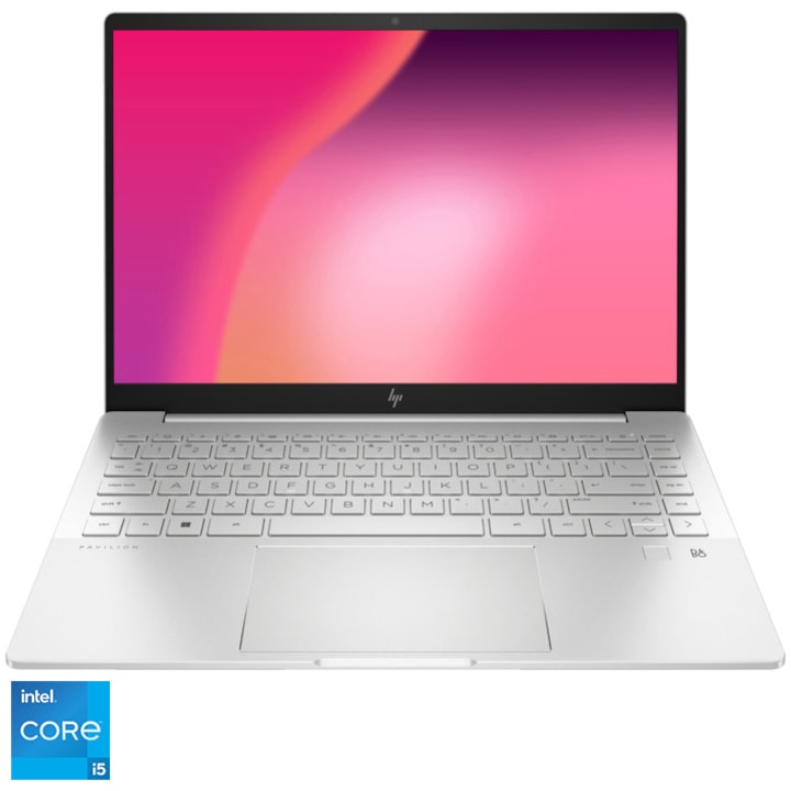 Laptop HP Pavilion Plus 14-eh1109nq cu procesor Intel® Core™ i5-1335U pana la 4.60 GHz, 14", 2.2K, IPS, 16GB DDR4, 1TB SSD, NVIDIA® GeForce® MX550 2GB, Free DOS, Natural Silver