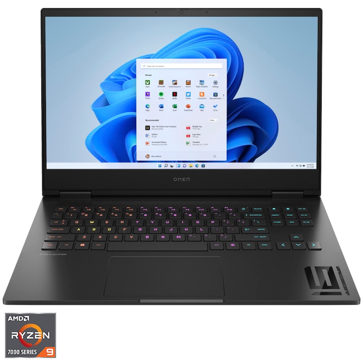 Laptop Gaming HP OMEN 16-xf0101nn cu procesor AMD Ryzen™ 9 7940H pana la 5.20 GHz, 16.1", QHD, IPS, 240Hz, 32GB, 1TB SSD, NVIDIA GeForce RTX 4070 8GB GDDR6, Windows 11 Home, Shadow Black
