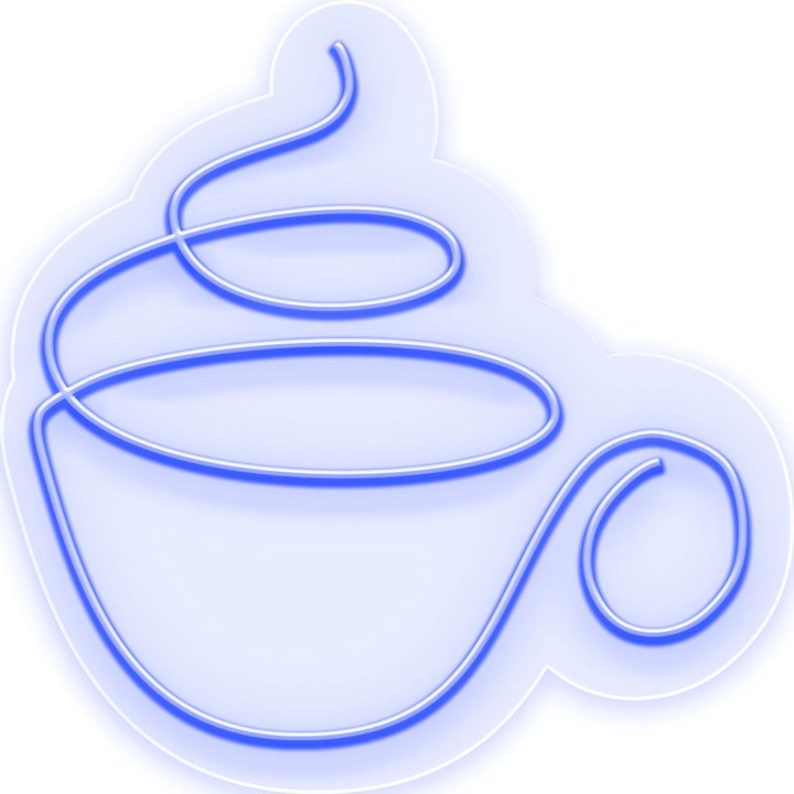 Semn Luminos LED Neon Cup of Coffee, Albastru, 75x74x0.8cm