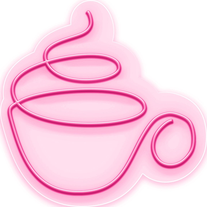 Semn Luminos LED Neon Cup of Coffee, Magenta, 100x100x0.8cm