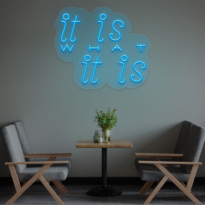 Светодиодна неонова табела това е КАКВО е, циан, 50x58x0,8 см