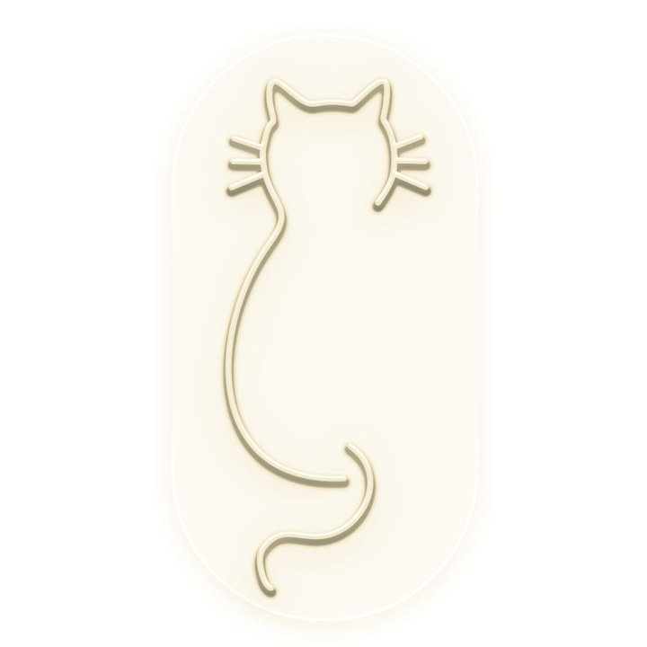 Светеща LED неонова табела за котка, топло бяло, 125x65x0,8 см
