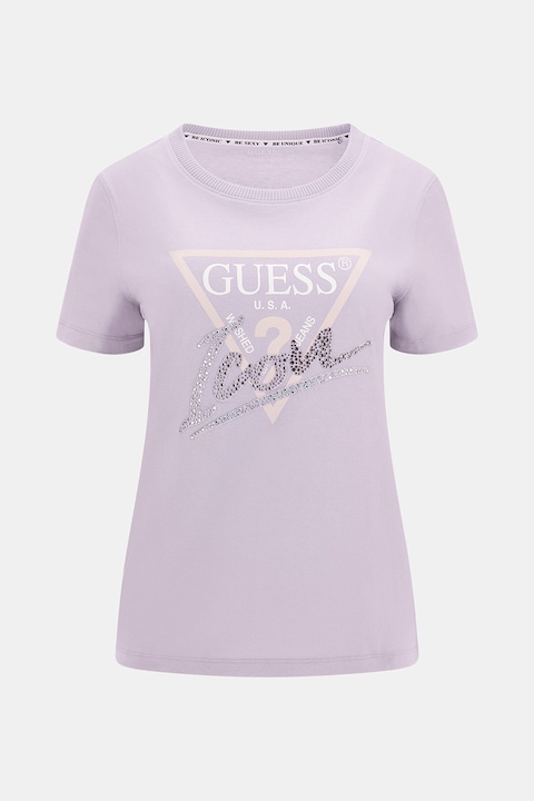GUESS, Тениска с лого, Лилав