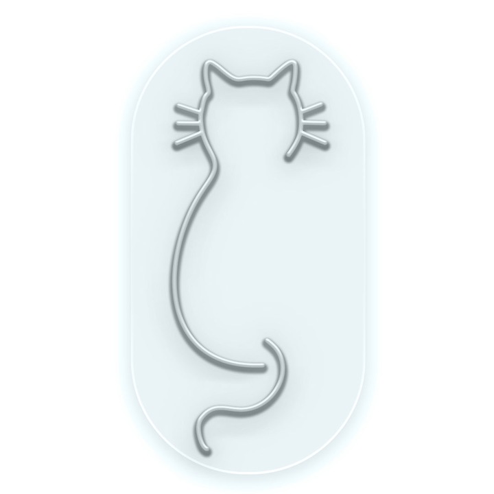 Semn Luminos LED Neon Pisica, Alb rece, 125x65x0.8cm